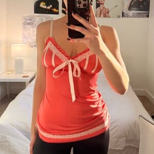 Women's Coral Lace Trim Camisole